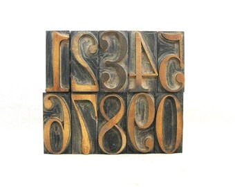 Vintage Letterpress Wood Block Numbers 0 - 9,  3 Inch Full SET Printing Assemblage and Mixed Media Supplies