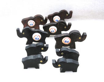 Lucky Elephant Bingo Good Luck Charms, Vintage Folk Art Animals
