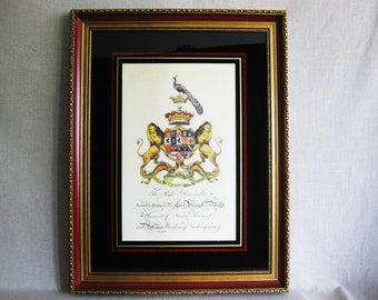 Vintage Coat of Arms Harcourt Family Crest Framed Wall Décor