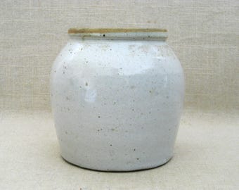 Primitive Pottery Vase, Crock Antique Storage Pot, Vintage Rustic Orchid Flower Planter