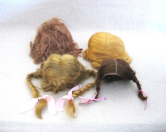 Vintage Doll Wigs from Mid-Century Dolls Doll Making and Repair Supplies Pig Tails and Braids