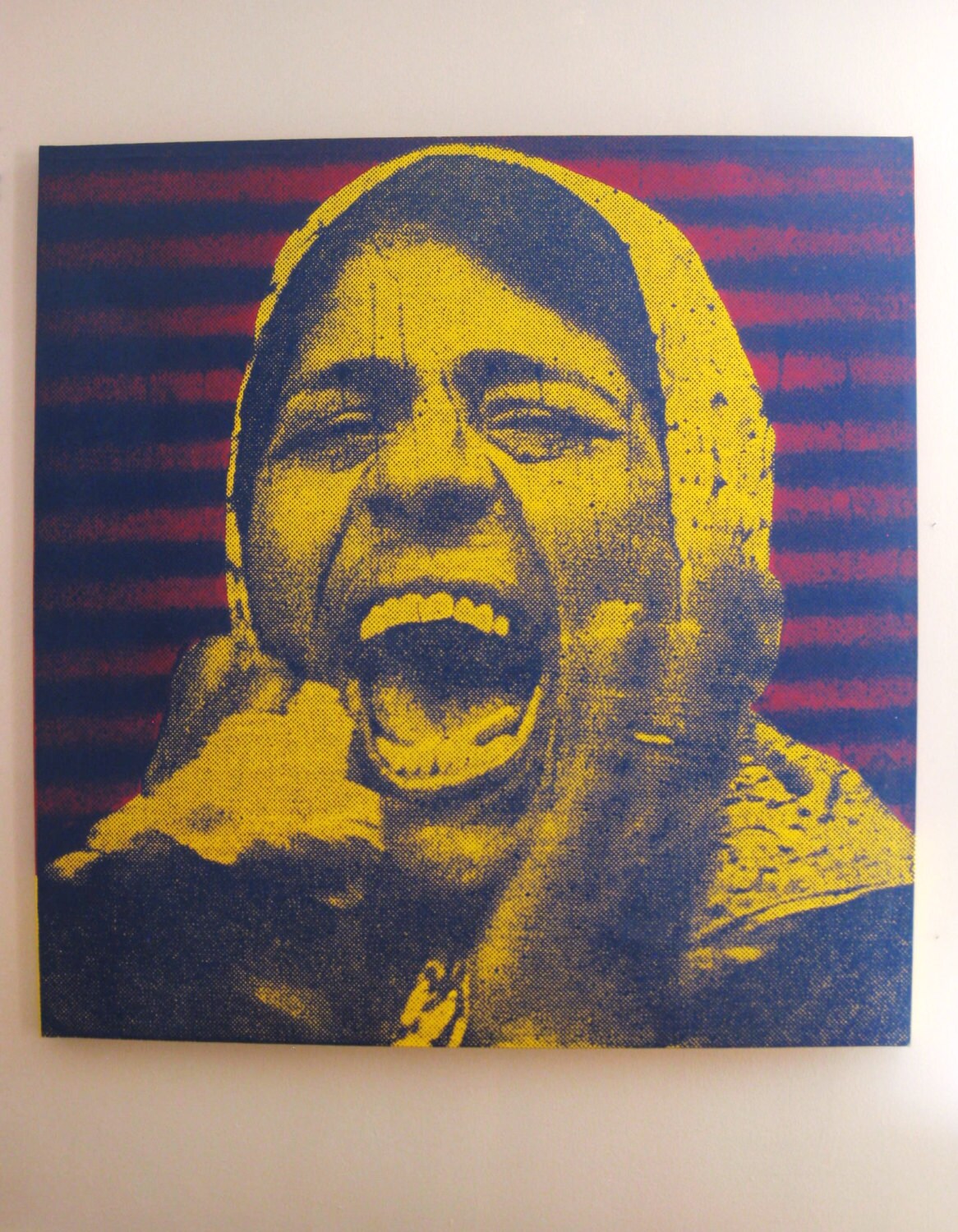 Vintage Female Portrait Silk Screen Painting, Mark Howard, Cleveland