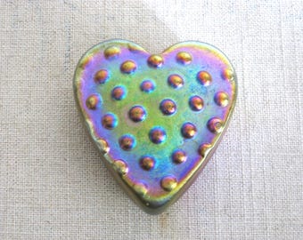 Vintage Robert Held Heart Shaped Art Glass Paperweight