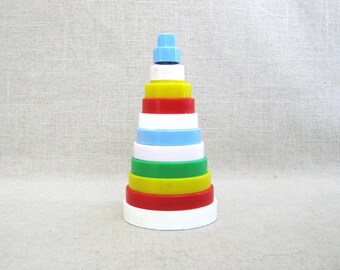 Vintage Stacking Toys Archer Plastic, Colorful Childs Learning Play Things Baby Nursery Home Décor