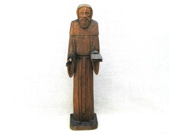 Vintage Folk Art Carved Santos, Religious Sculpture Statue, Antique Home Altar Décor
