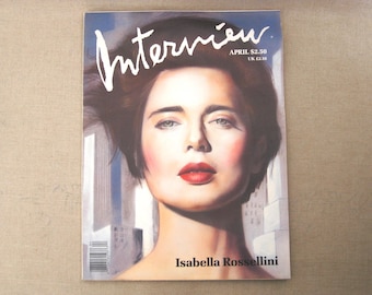 Vintage Interview Magazine, April 1988 Isabella Rossellini, Art Entertainment Tabloid, Andy Warhol, Back Issue