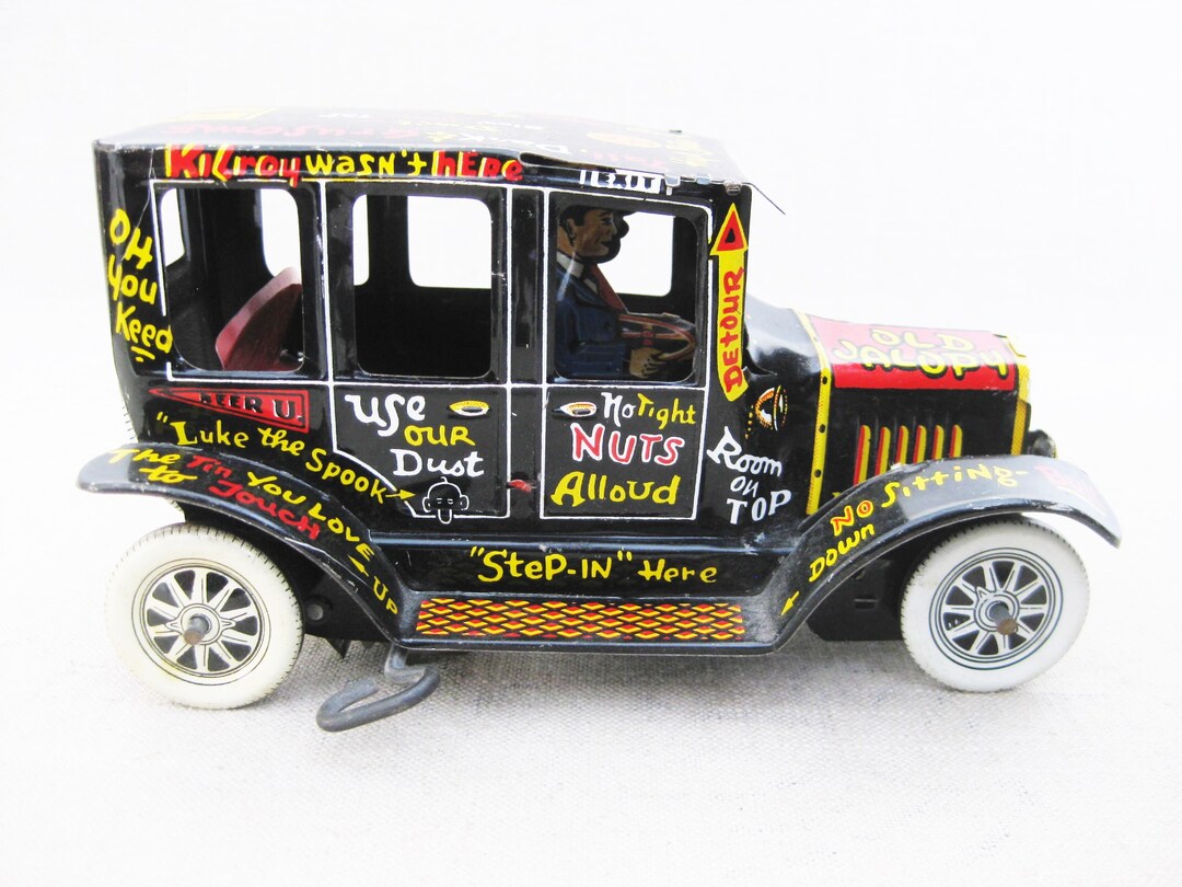 Vintage Marx Tin Toy Car Old Jalopy Antique Toys Etsy