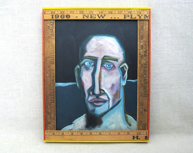 Featured listing image: Framed Male Portrait Painting Original Masculine Men, Fine Art Wall Décor