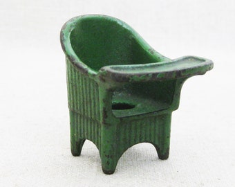 Vintage Kilgore Doll Furniture Miniature Cast Metal Potty Chair Green Antique