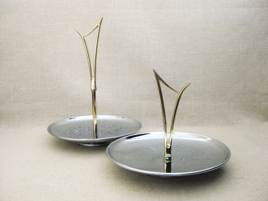 Vintage Candy Dish Kromex Midcentury Pastry Display Siver Etsy