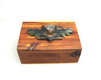 Large Folk Art Desk Box, Office Storage Remote Control Organization, Vintage Rustic Cabin Farm Décor