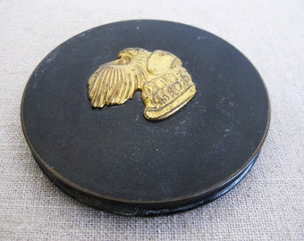 Mid-Century Terrier Powder Compact, Dog Theme Vintage Cosmetic Case