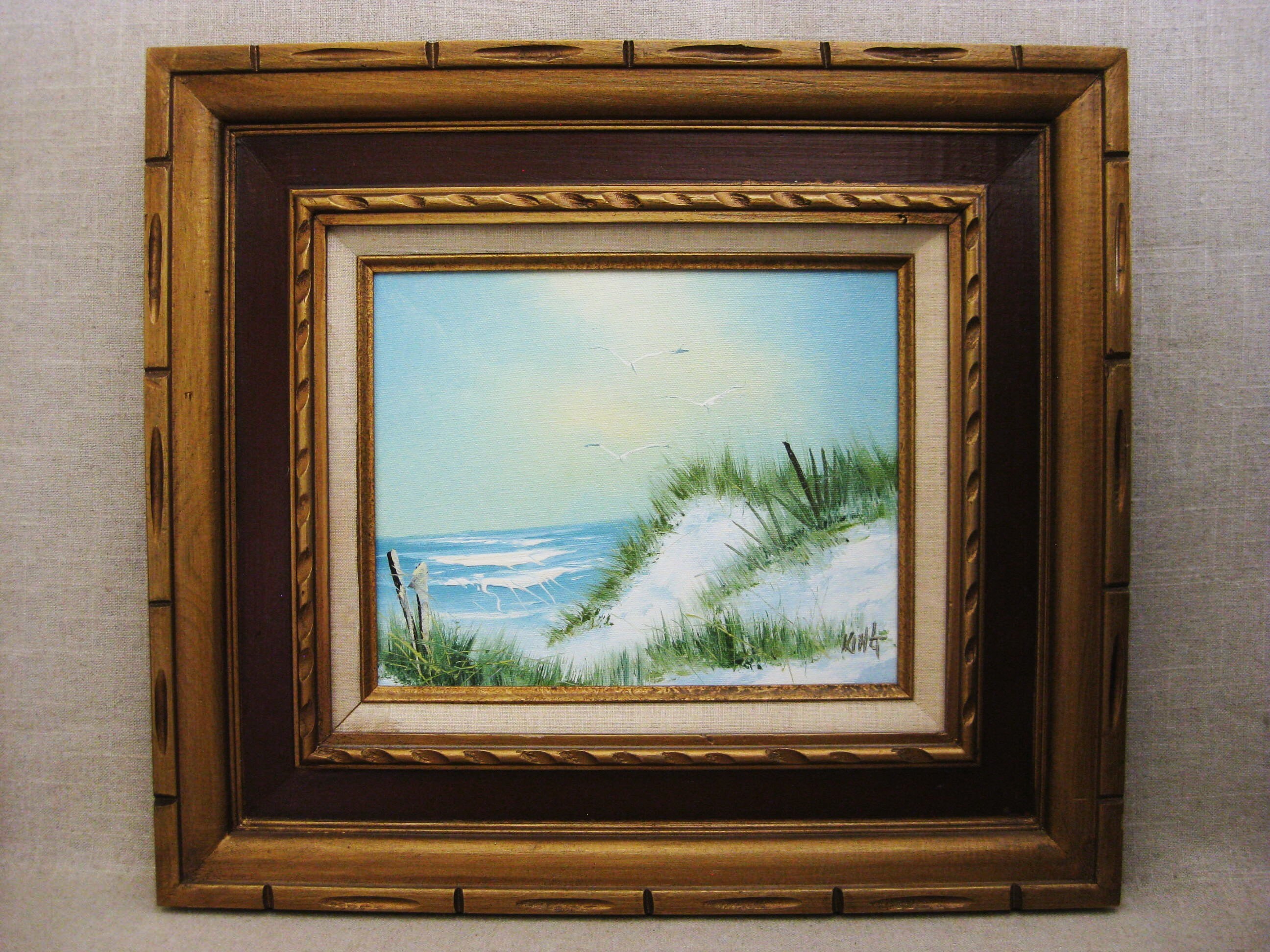 Vintage Ocean Landscape Painting, Seascape, Framed Original Fine Art