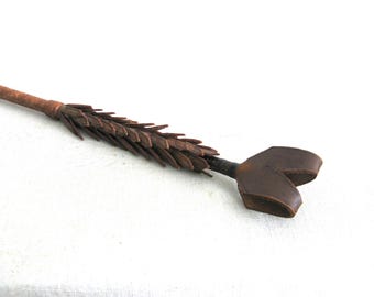 Vintage Equestrian Leather Riding Crop, Plumed Horse Tack by Swaine Adeney, Sabson Center