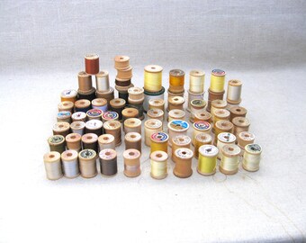 Collection of Vintage Wooden Thread Spools, Sewing Supply and Décor