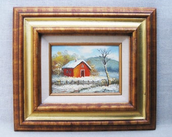 Vintage Barn Landscape Painting Rural Country Framed Original Fine Art Signed Bennet