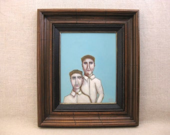 Male Portrait Painting Female Couple Original Framed Paintings of Men Fine Art Wall Décor