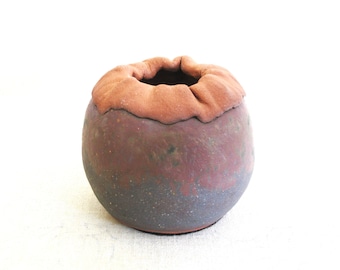 Vintage Studio Pottery Vase, Fine Art Ceramics Flower Vessel, Handmade Rustic Cabin Décor