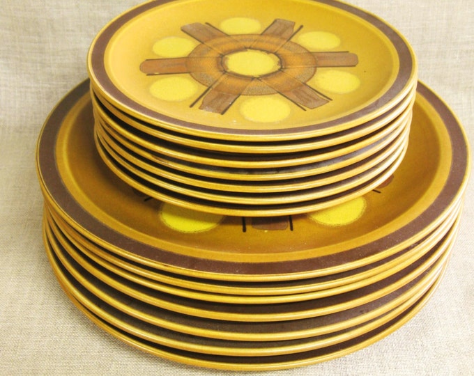Vintage Mid-century Dinnerware Set, Luna Roc International, Ceramic Dishes, Dinner Plate, Salad ...
