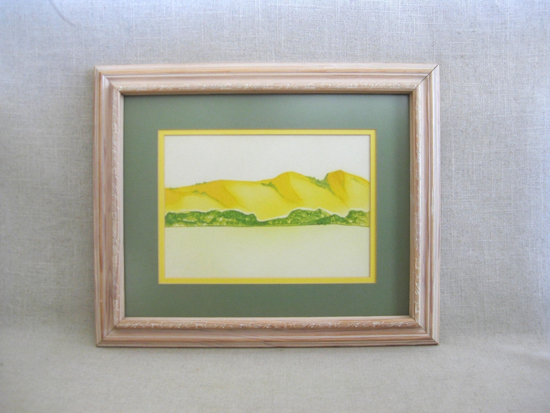 Vintage Landscape Original Watercolor Painting, Framed Art Rustic Cabin ...
