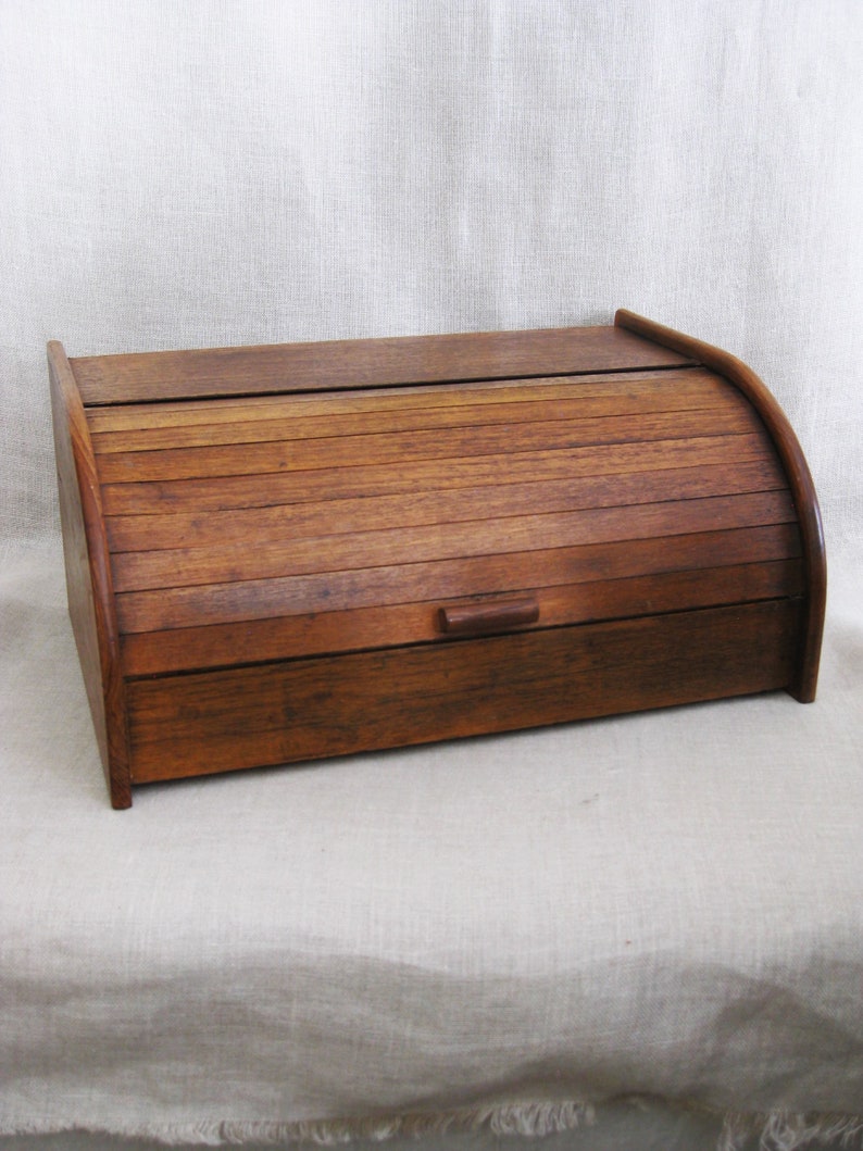Vintage Mid Century Wooden Teak Tambour Box Roll Top Danish Etsy