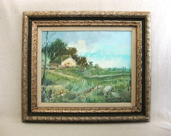 Spring Landscape Original Painting, Framed Wall Art Large Home Décor Housewarming Gift