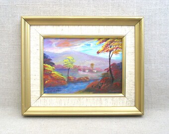 Colorful Haitian Landscape Painting, Original Signed Jaseide Tropical Framed Vintage Wall Art Home Décor Housewarming Gift