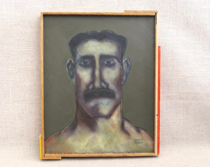 Featured listing image: Original Male Portrait Painting, Framed Masculine Men, Fine Art Wall Décor