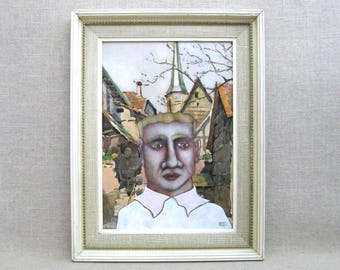 Modern Original Male Portrait Painting, Framed European Landscape Wall Art, Home Décor Gift