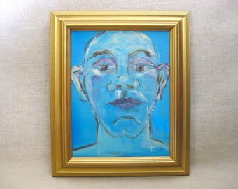 Portraits of Men Painting, Original Framed Wall Art Masculine Home Décor Housewarming Gift for Him
