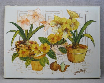 Vintage Flower Painting Floral Still Life, Original Fine Art