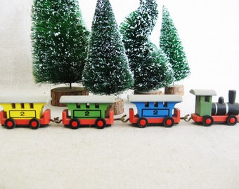 Vintage Miniature Wooden Train Germany Christmas Village and Nursery Decor