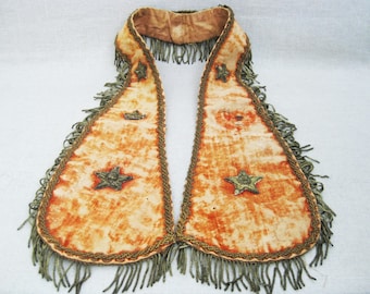 Vintage Odd Fellows Ceremonial Vest Antique Metal Bullion Fringe