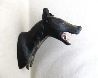 Mexican Hairless Dog Sculpture, Kooks Malooks Xoloitzcuintle Wall Mount Bust