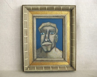 Original Male Portrait Painting, Framed Wall Art, Masculine Home Décor