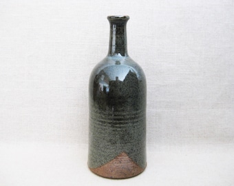 Vintage Studio Ceramic Bottle Signed Pottery Rustic Cabin Décor