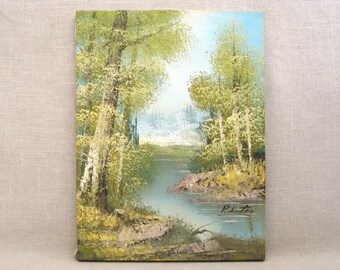 Woodland Spring Landscape Painting Vintage Summer Trees Original Wall Art Home Décor