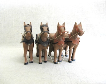 Vintage Folk Art Horse Carving, Group of 4 Equestrian Sculpture