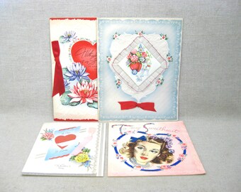Vintage Valentines Cards, Unused Mid-Century Holiday Greeting, Love Romantic Antique Ephemera