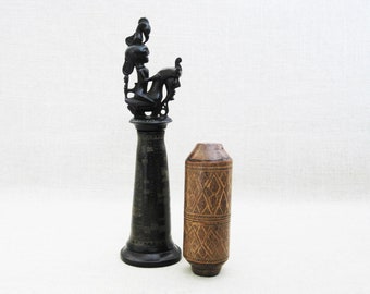 Vintage Carved Snuff Box, Wooden Exotic Small Storage and Organization Rustic Cabin Décor Gifts