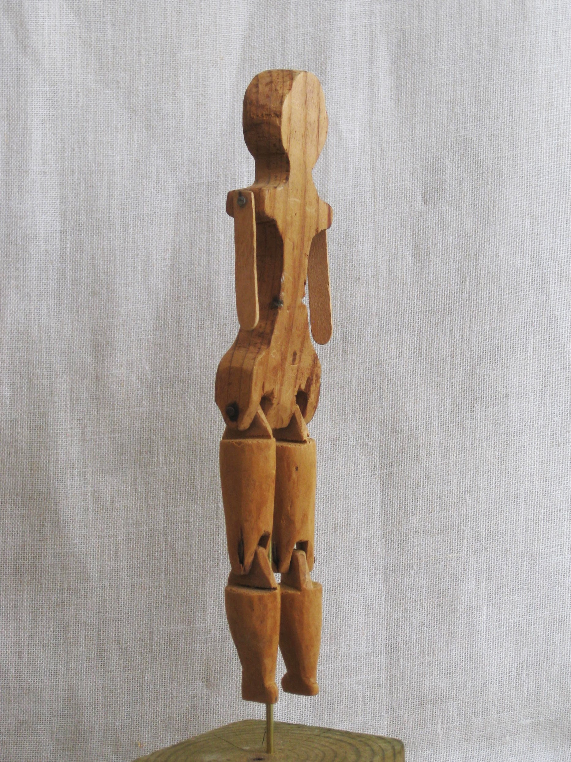 Vintage Primitive Wooden Hand Carved Folk Art Doll, Antique, Dancing ...