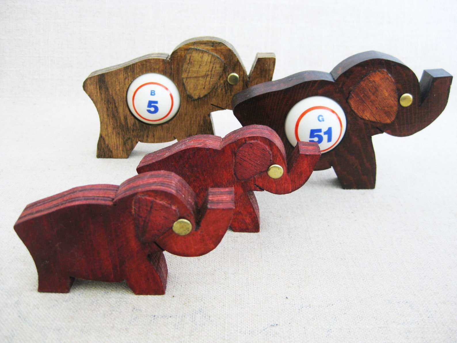 Vintage Elephant Bingo Good Luck Charms Folk Art Animals Etsy