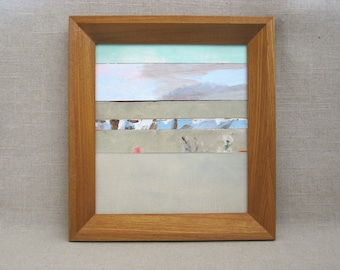 Desert Landscape Painting Original Framed Fine Art Assemblage Collage Modern Wall Décor Housewarming Gift