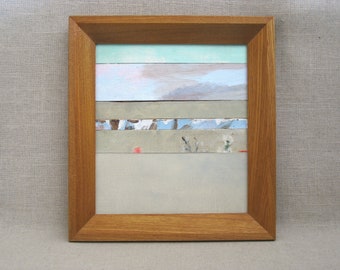 Desert Landscape Painting Original Framed Wall Art Assemblage Collage Modern Rustic Home Décor Housewarming Gift