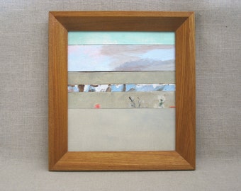 Desert Landscape Painting Original Framed Fine Art Assemblage Collage Modern Wall Décor Housewarming Gift