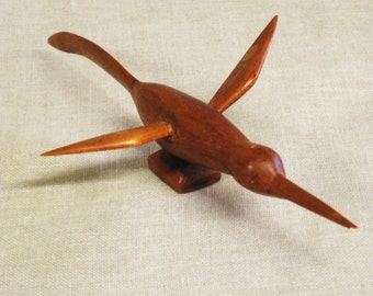 Vintage Hand Carved Folk Art Bird Letter Opener, Handmade, Wood Carving, Desk Accessories