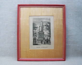 Classical Framed Architectural Engraving Bookplate, Statue of Goethe Fine Art Print Wall Art Gift