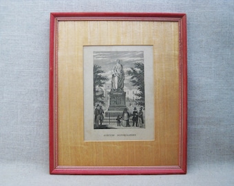 Framed Vintage Architectural Engraving Bookplate Statue of Goethe Fine Art Print Classical Wall Art