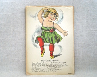 Vintage Vinegar Valentines Day Card Early 1900s Shimmy Dancer Humorous Mean Holiday Greeting