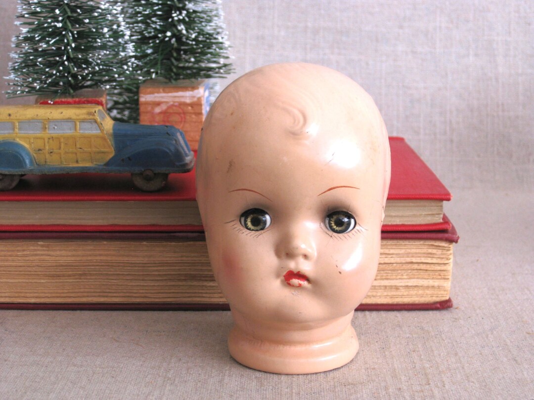 Vintage Composite Doll Head Female Doll Parts and Supplies Etsy